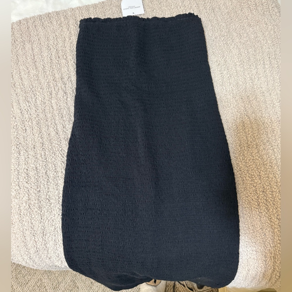 American Eagle black textured strapless mid dress